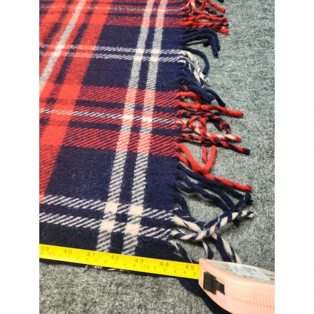 Perth Robe Vintage Wool Carriage Lap Stadium Blanket Throw Navy Red Tartan Plaid
